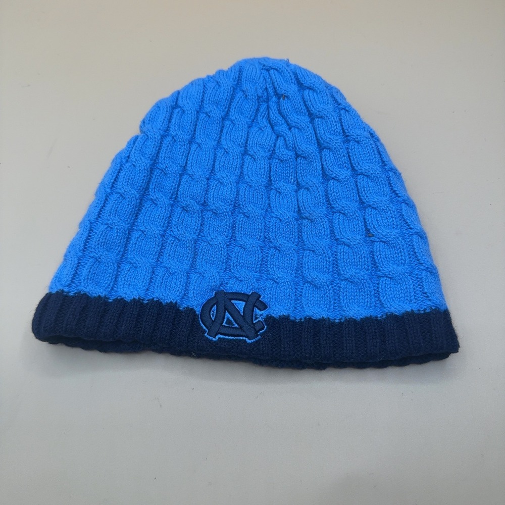 UNC Tar Heels Beanie Hat Cable Knit Carolina Blue Navy One Size